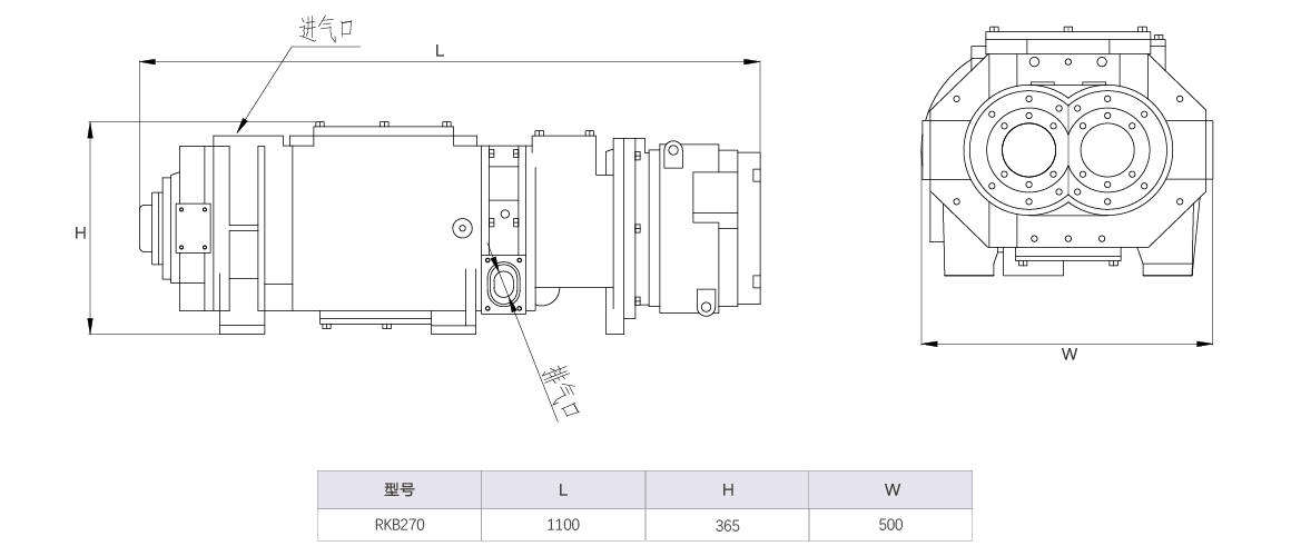 RKB0270榦式螺(luo)桿真(zhen)空(kong)泵(beng) 水(shui)冷尺(chi)寸(cun)圖(tu)